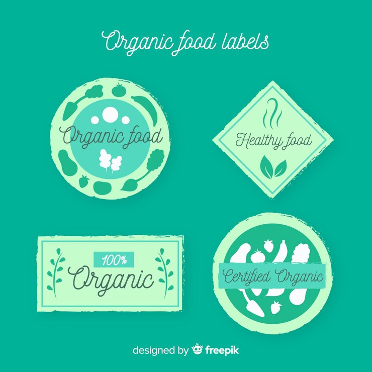 Vecteur gratuit collection d&#39;étiquettes de silhouettes d&#39;aliments biologiques