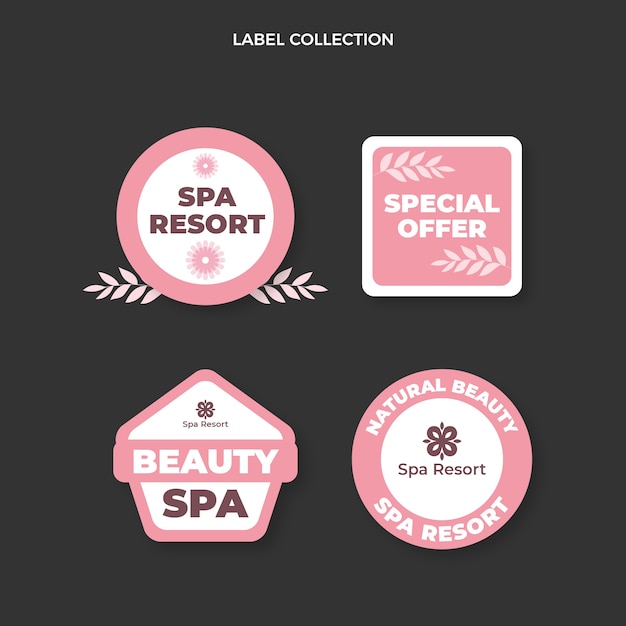 Collection d'étiquettes spa design plat
