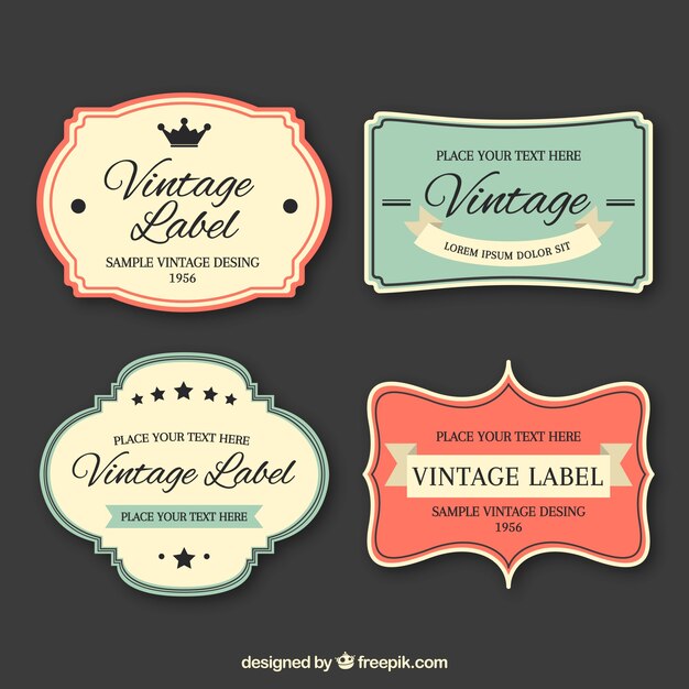 Collection d'étiquettes avec style vintage