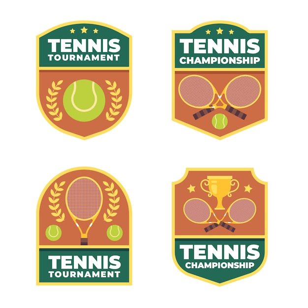 Vecteur gratuit collection d'étiquettes de tennis plat