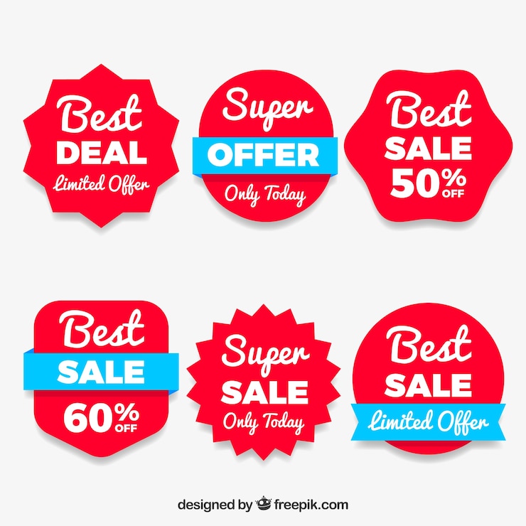 Vecteur gratuit collection d&#39;étiquettes de vente avec beaucoup de couleurs