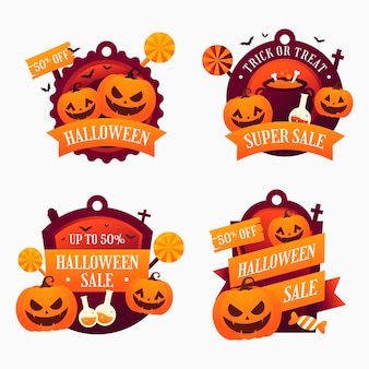 Collection d'étiquettes de vente d'halloween dégradé