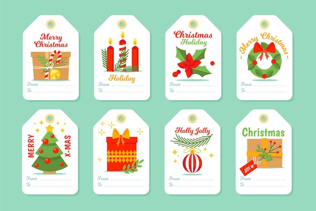 Collection D'étiquettes De Vente De Noël Au Design Plat