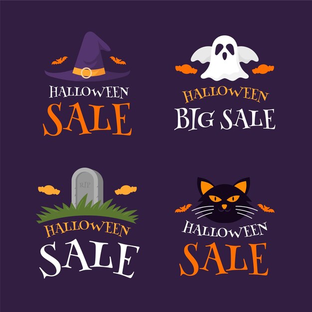 Collection d'étiquettes de vente plat halloween