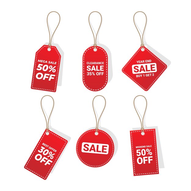 Collection d'étiquettes de vente réalistes