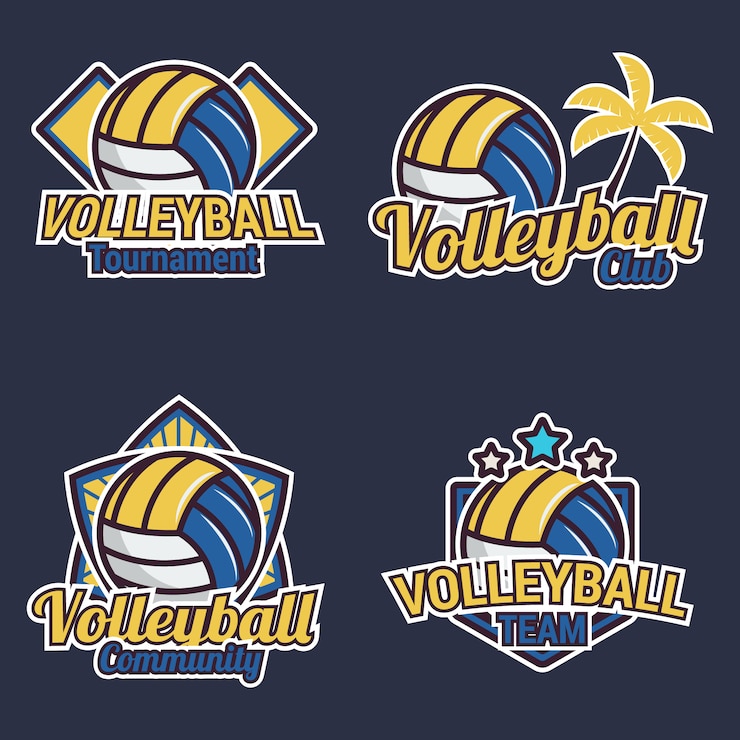 Vecteur gratuit collection d&#39;étiquettes de volleyball