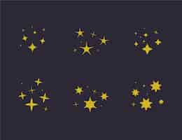 Vecteur gratuit collection d'étoiles scintillantes dessinées à la main