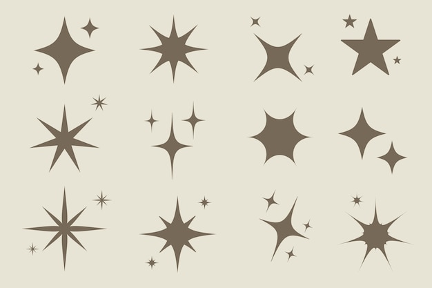 Collection d'étoiles scintillantes plates
