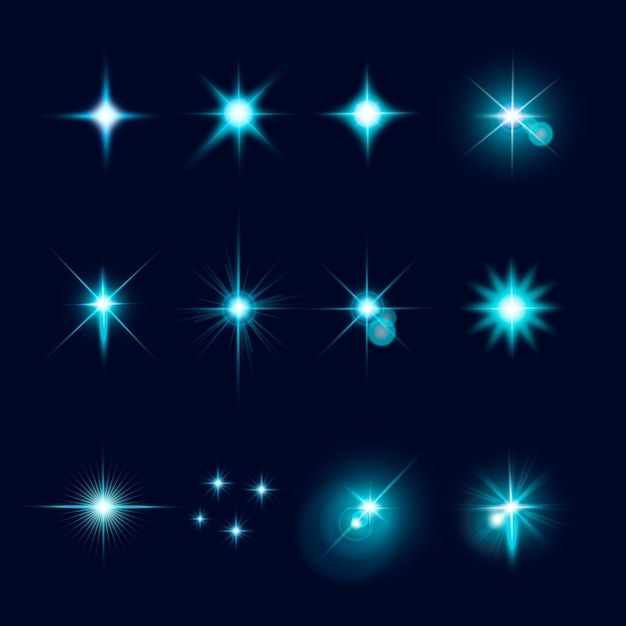 Collection d'étoiles scintillantes réalistes