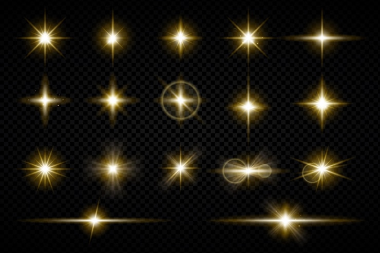 Vecteur gratuit collection d'étoiles scintillantes réalistes