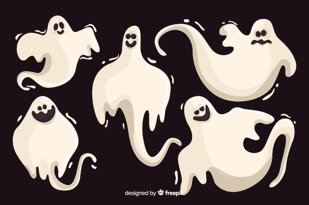 Vecteur gratuit collection de fantômes d'halloween au design plat