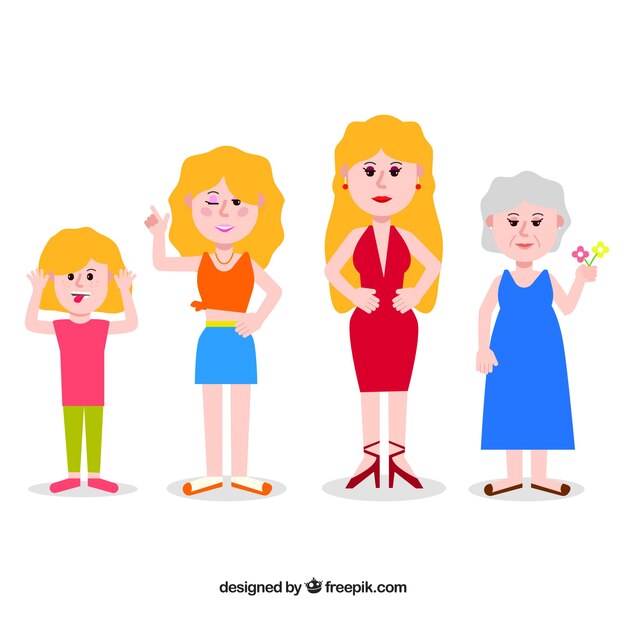 Collection de femmes blanches de différents âges