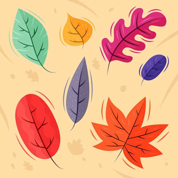 Vecteur gratuit collection de feuilles d'automne dessinés à la main
