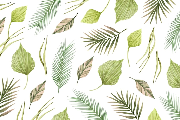 Vecteur gratuit collection de feuilles de conception tropicale