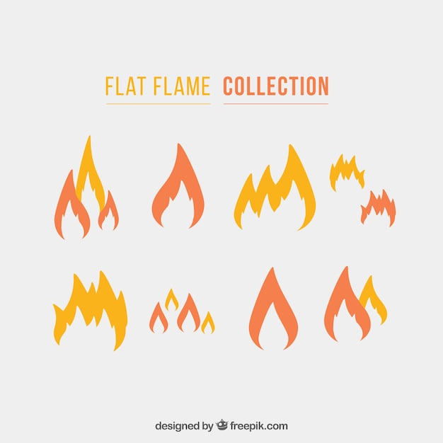 Vecteur gratuit collection de flammes design plat