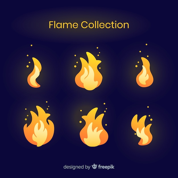 Vecteur gratuit collection de flammes dessinées à la main