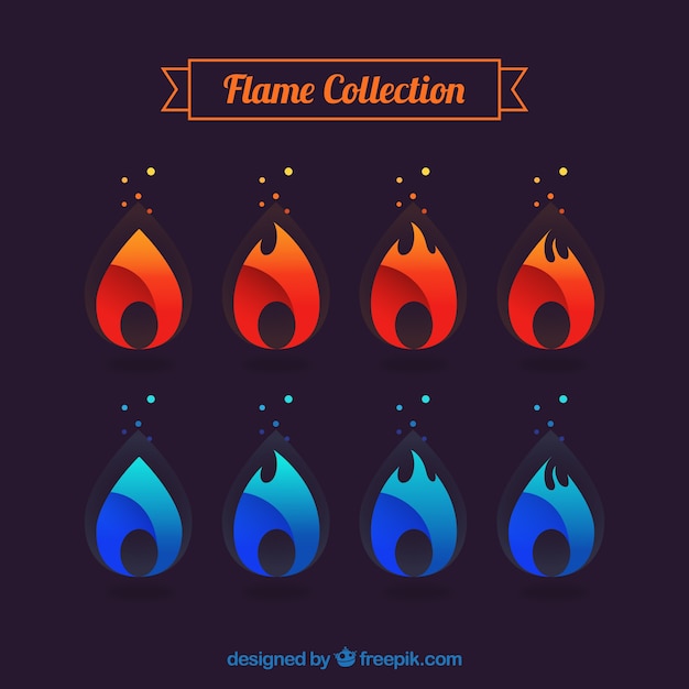 Collection De Flammes Rouges Et Bleues