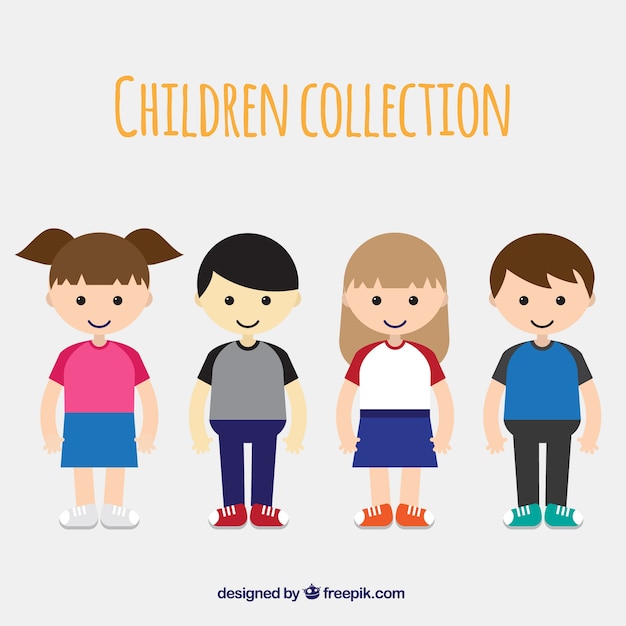 Collection Flat De Quatre Enfants Heureux