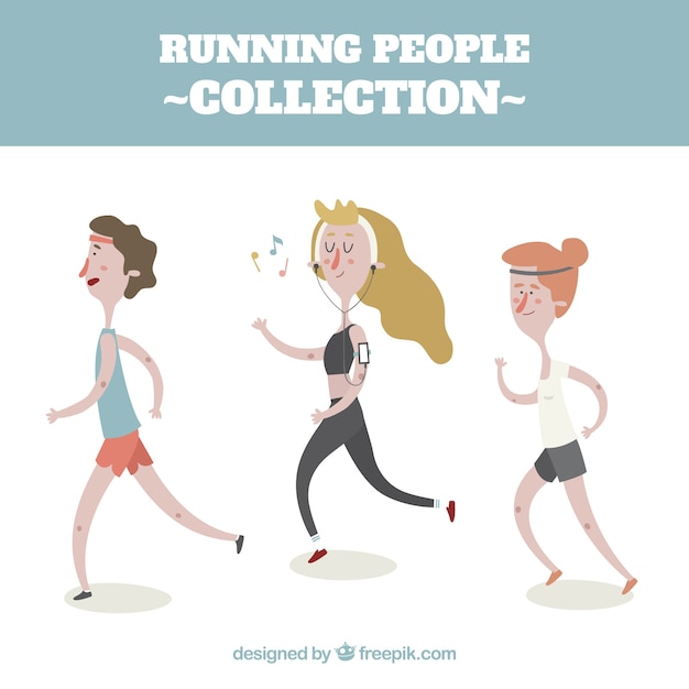 Vecteur gratuit collection flat running people