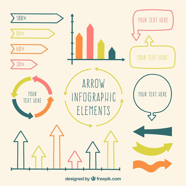 Vecteur gratuit collection de flèches colorées infographiques