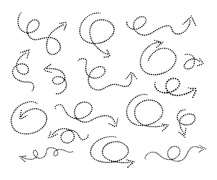 Vecteur gratuit collection de flèches en pointillé dessinées à la main