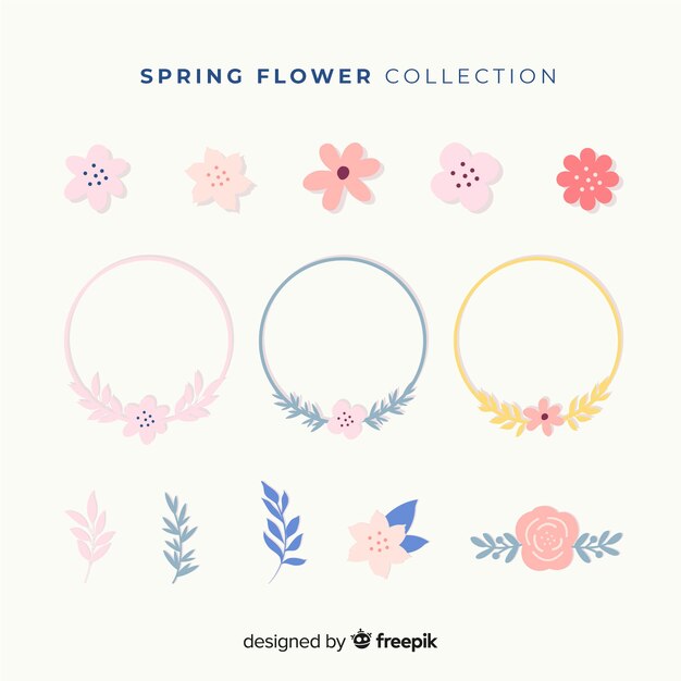 Collection De Fleurs Et Couronnes De Printemps