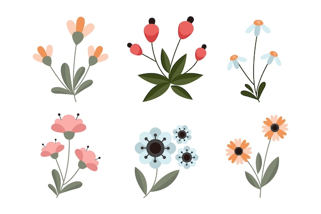 Vecteur gratuit collection de fleurs design plat