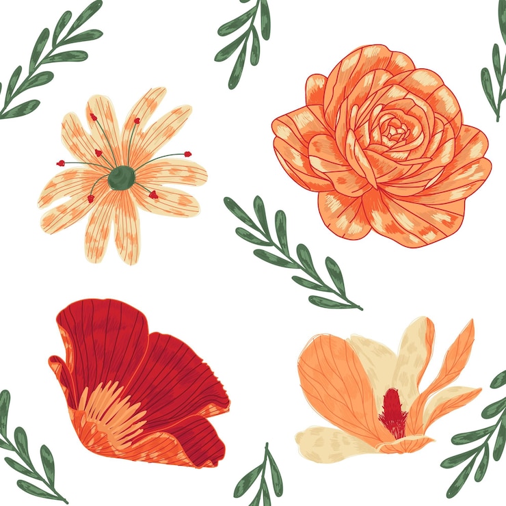 Vecteur gratuit collection de fleurs dessinées à la main
