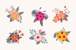 Vecteur gratuit collection de fleurs plates bio