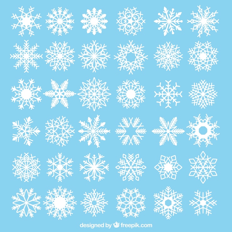 Vecteur gratuit collection de flocons de neige décoratifs