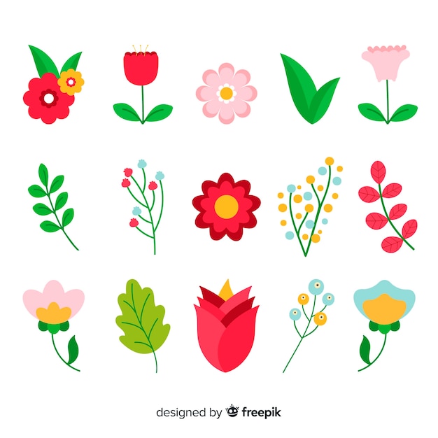 Vecteur gratuit collection florale plate