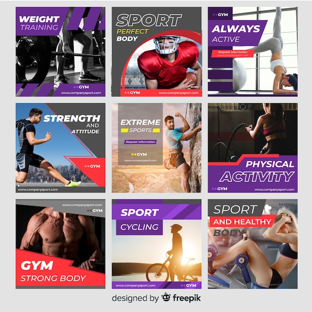 Vecteur gratuit collection de flyers de sport