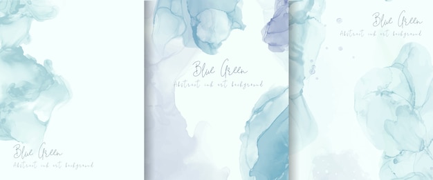 Vecteur gratuit collection de fond d'encre alcool bleu clair. conception de peinture abstraite d'art fluide.