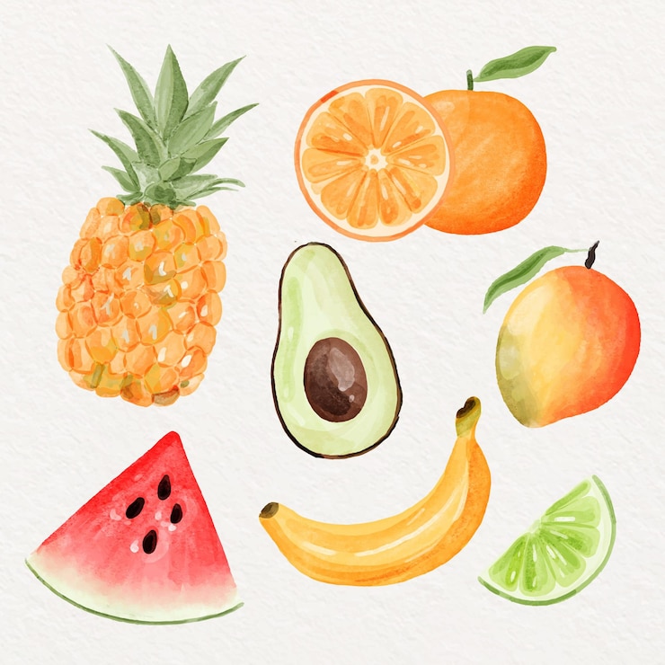 Vecteur gratuit collection de fruits aquarelle peinte à la main
