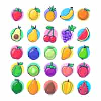 Vecteur gratuit collection de fruits dessin animé vecteur icône illustration nourriture nature icône concept isolé vecteur premium