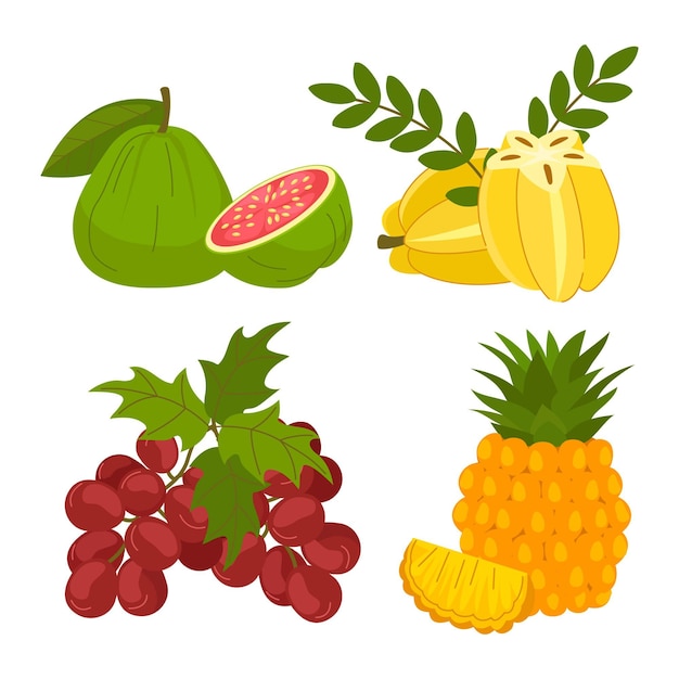 Collection de fruits dessinés à la main