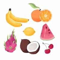 Vecteur gratuit collection de fruits détaillée