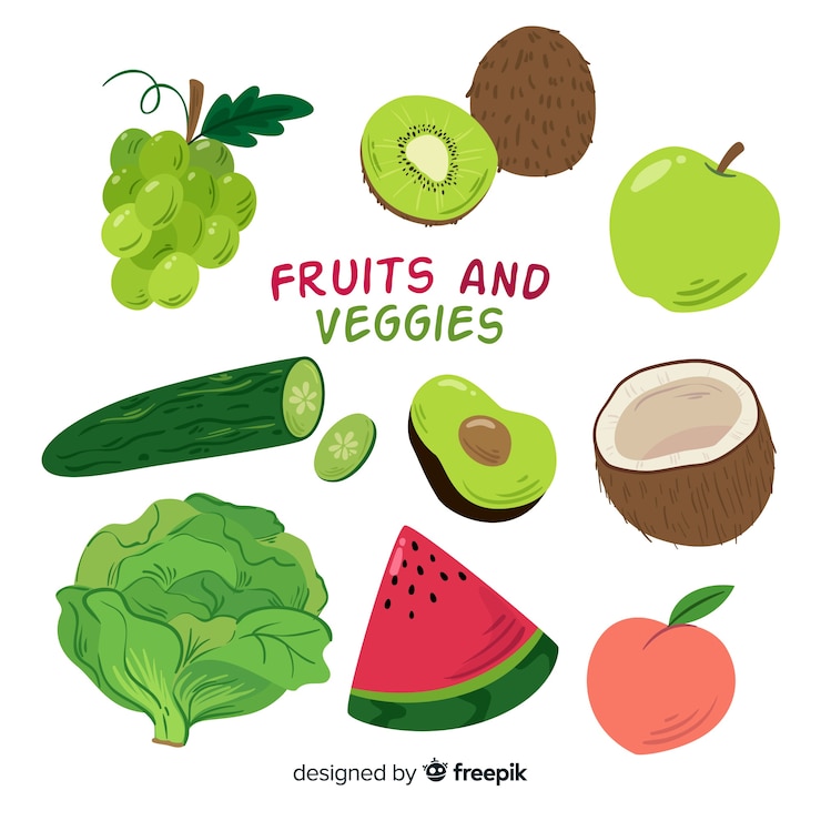 Vecteur gratuit collection de fruits et légumes dessinés à la main