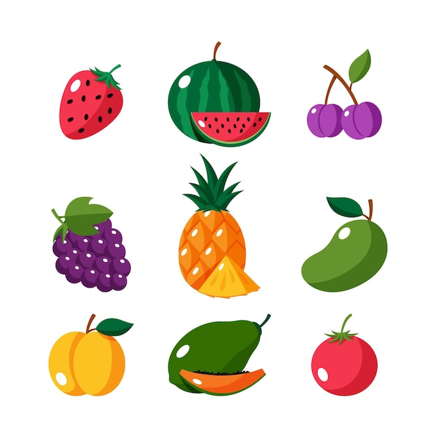 Collection de fruits plats