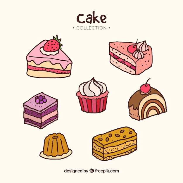 Collection De Gâteaux Dans Un Style Dessiné à La Main