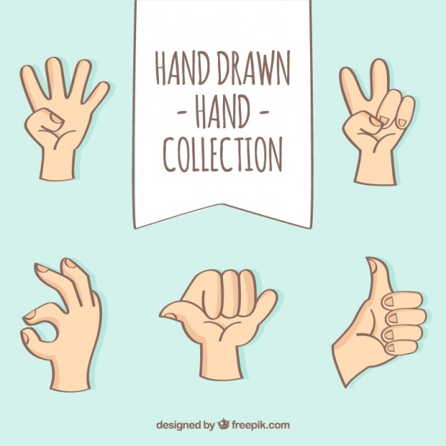 Vecteur gratuit collection de geste de la main dessiné à la main