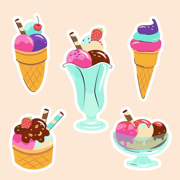 Collection De Glaces Dessinées à La Main