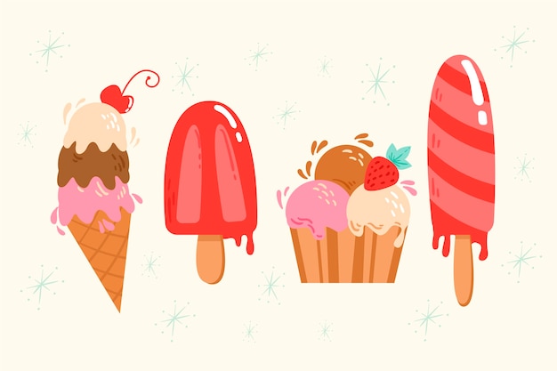 Collection de glaces dessinées à la main