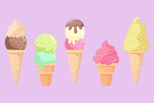 Collection de glaces dessinées à la main