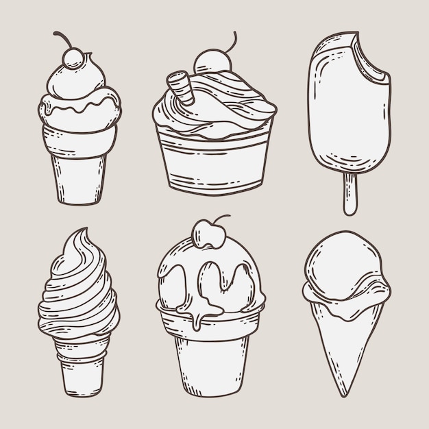 Collection De Glaces Dessinées à La Main