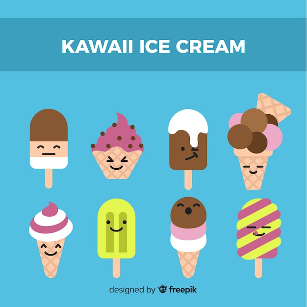 Collection De Glaces Kawaii Dessinée à La Main