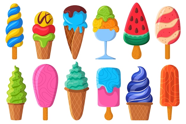 Vecteur gratuit collection de glaces plates