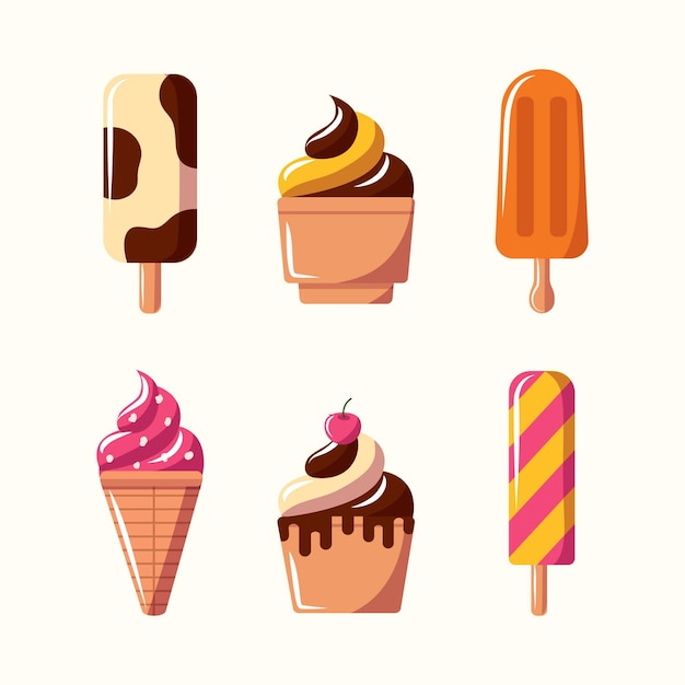 Vecteur gratuit collection de glaces plates