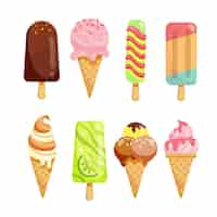 Vecteur gratuit collection de glaces plates