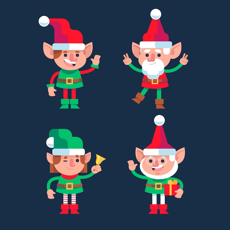 Vecteur gratuit collection de gnomes de noël plats
